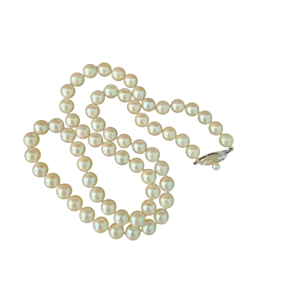 Vintage pearl necklace 925 sterling silver filigree clasp real pearls A0325 -Q1 - Picture 2 of 11